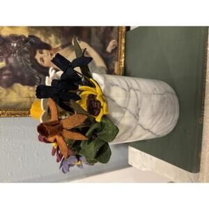 Vintage White Marble Utensil Holder Farmhouse or Minimalist Kitchen Decor